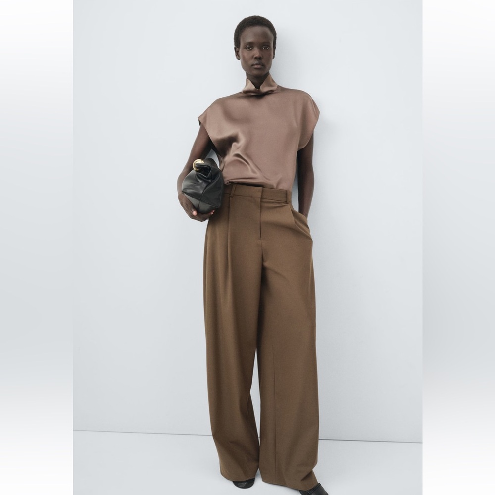 MANGO Pleated Straight leg pants